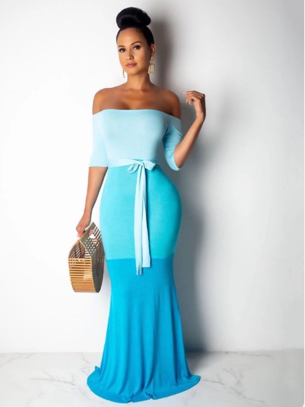 Mermaid Color Block Maxi Dress